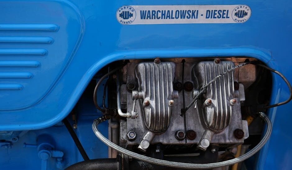 Close-up of a diesel engine, relevant to gasoline vs diesel generator discussion.