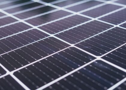 Detailed view of a solar panel surface, relevant to folding solar panel kits.