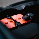 Close-up of a lead acid battery, relevant to gassing issues discussed in the article.