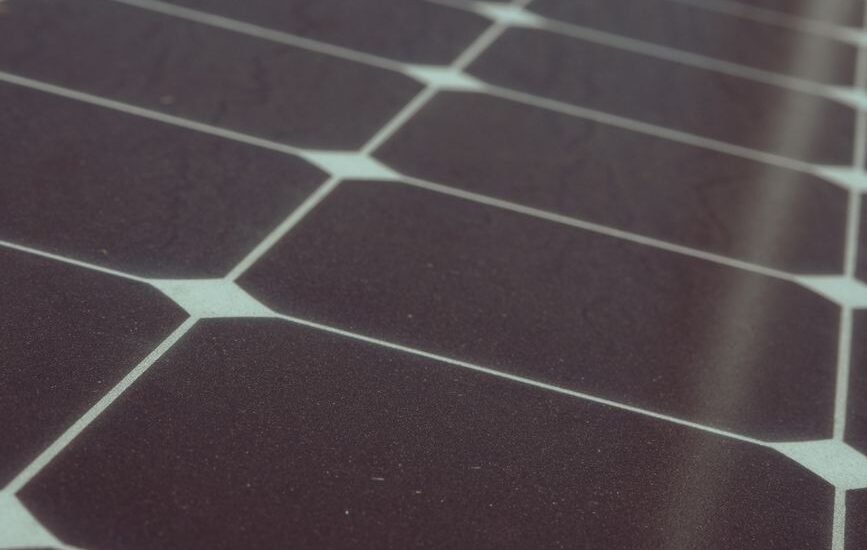 Image showing a close-up view of solar panel cells, relevant to solar panel degradation rates.
